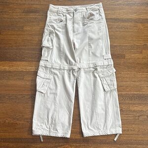 Blacktailor Men’s Off-white Cotton Cargo Pants with Zip-Off Legs